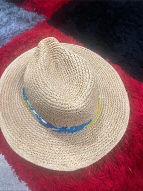 Peter Grimm Natural Straw Hat with Blue & Yellow Floral Band